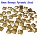 100 pcs 8mm DIY Bronze Pyramid FlatBack Studs Hotfix Iron On Glue On for iPhone Case or Crafts