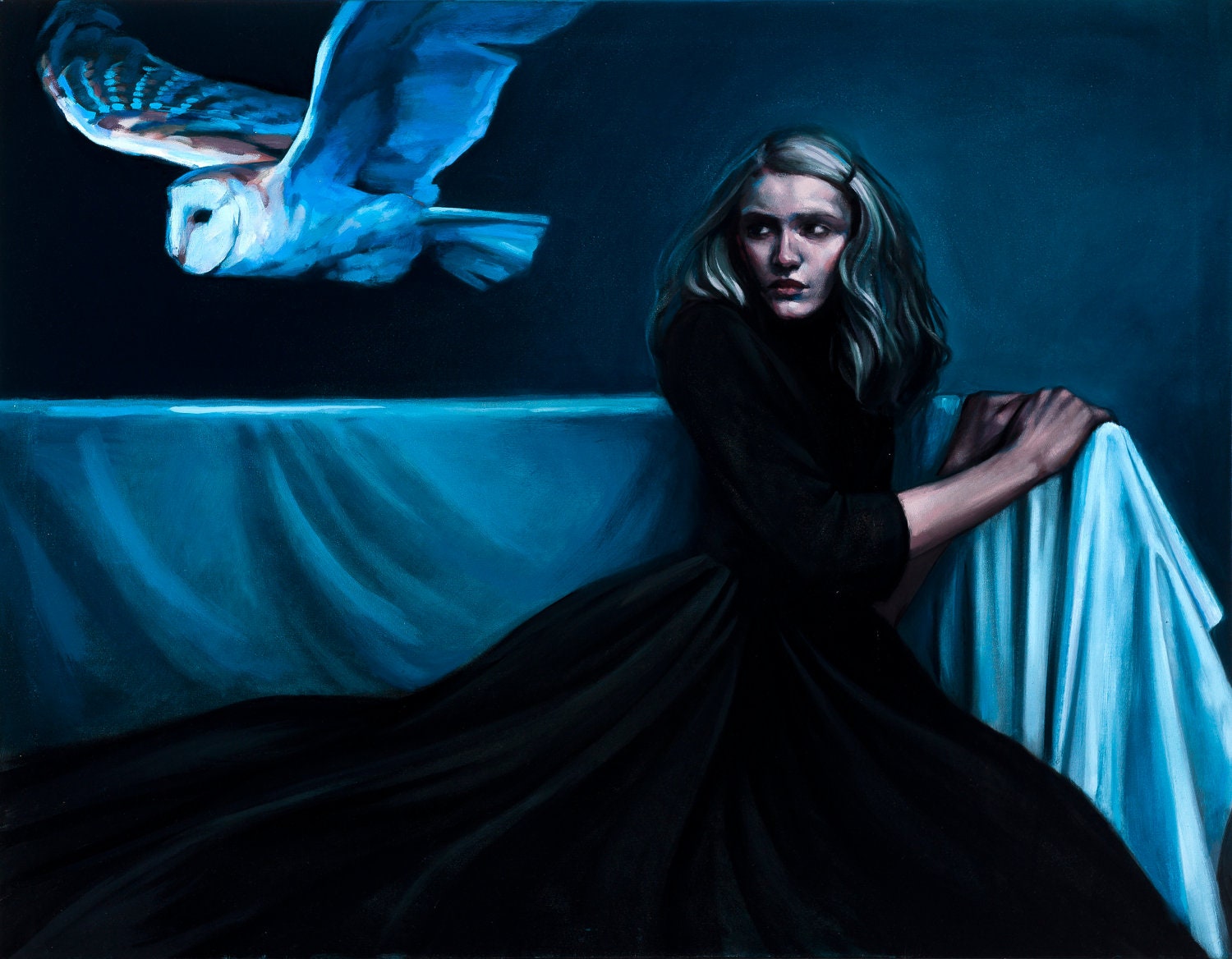 painting woman owl "The Fiction of the Observer"