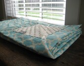 Minky Napping Blanket - Tarika Blue with Ivory Minky