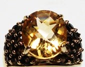 Citrine and smokey quartz accent ring in 18k yellow gold over s.s.  s6 gifts for her,  "Stormy" Free Shipping - Michaelangelas