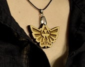 Laser cut and engraved Zelda Triforce wood pendant