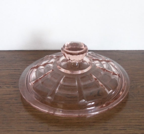 Pink Depression Glass Cookie Jar Anchor Hocking Horizontal Rib