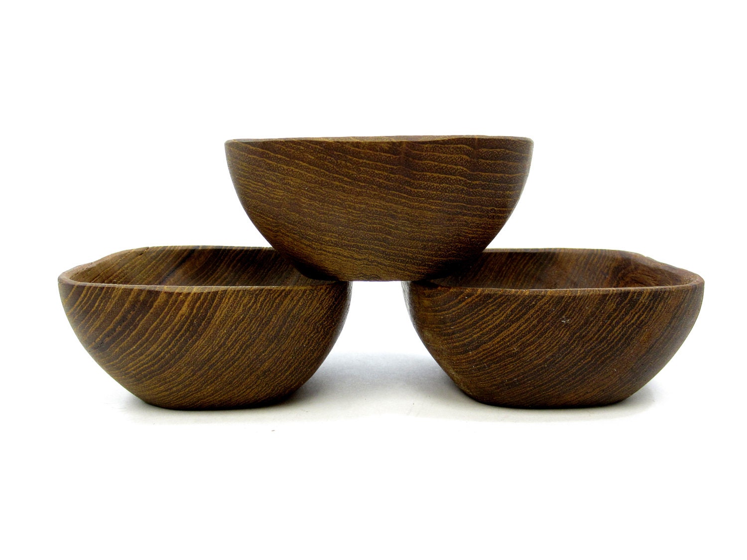 Set of Three Small Teak Bowls