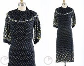 1930s dress/ 30s rayon dress/ floral print