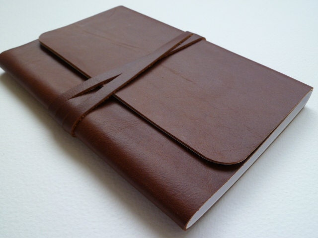 Leather Bound Notebook/Journal Rich Chestnut Brown Handmade