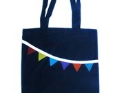 Felt Rainbow Bunting Tote Bag - Blue
