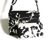 Teenagers Small Crossbody bag Black White Cotton Travel bag Purse and Coin Pouch Set