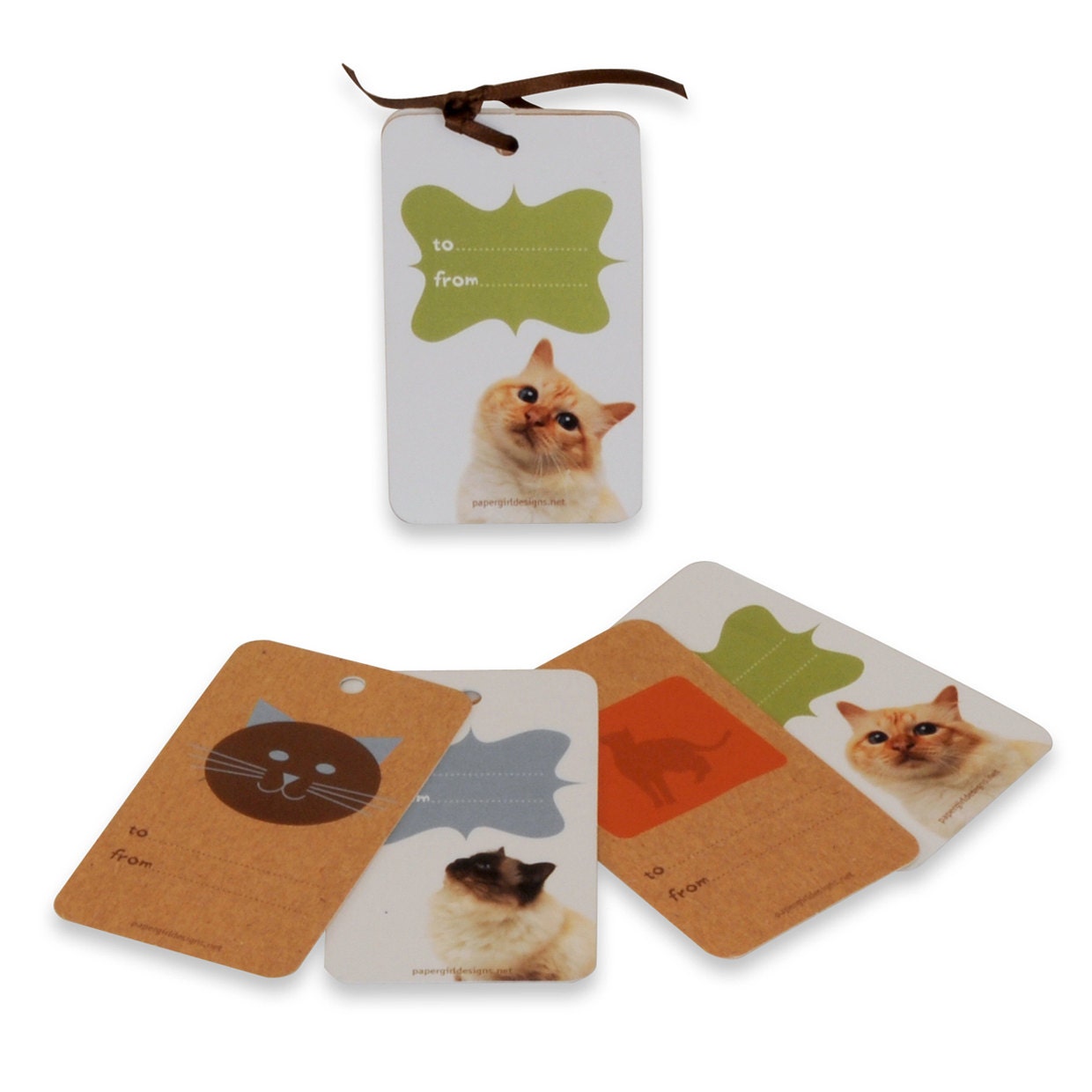 Cat themed gift tag set of 4 assorted designs
