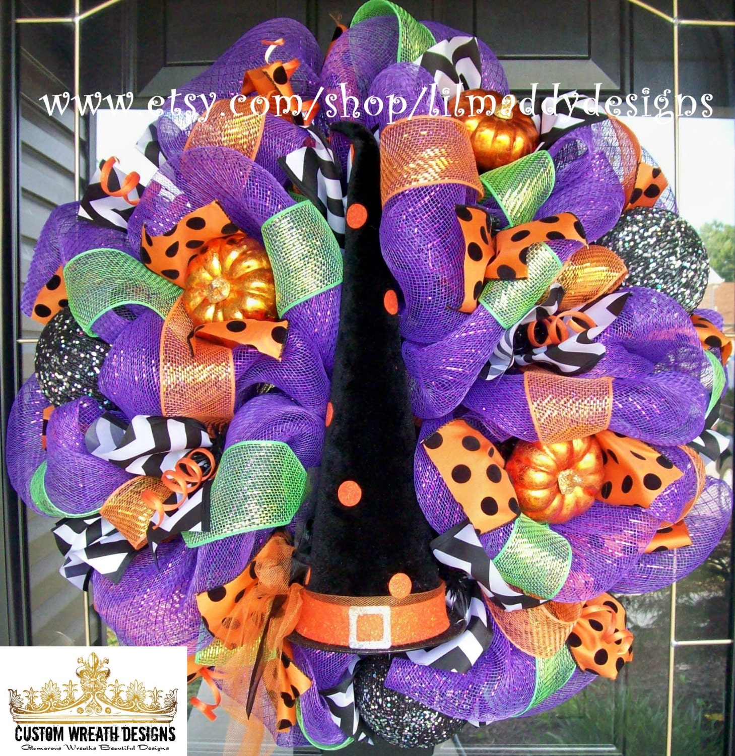 Whimsical Halloween Witch Hat Wreath