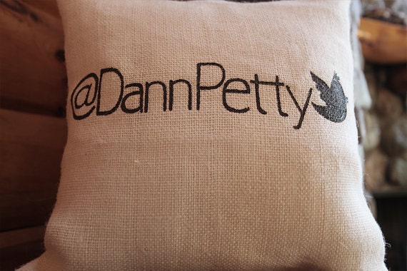 Twitter Handle Burlap Pillow