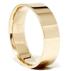 Flat 14k Yellow Gold Mens High Polish Wedding Ring 8 MM Band Size 7-12- With Engraving