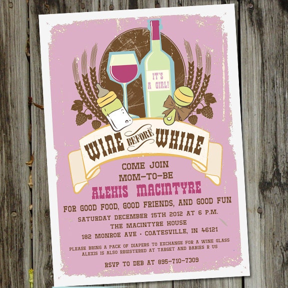 Wine Before Whine Baby Shower Invitation for Men or Women