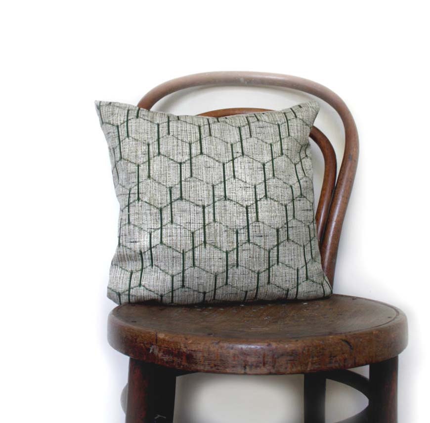 Recycled Decorative Pillow. Vintage Kimono Wool / Natural Linen Pillow/ Throw Cushion. Choose a size.