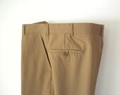 Mens Dress Slacks / Vintage Flat Front Pants / Tobacco Color Blend Pant / 35 36 Waist x 30 inseam / Guy Laroche
