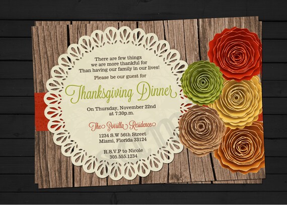 Rustic Fall Thanksgiving Dinner Invitation Digital File YOU-PRINT Il_570xn