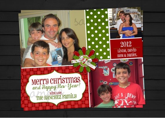 Collage Style Christmas Card Holiday Card digital file YOU-PRINT Il_570xn