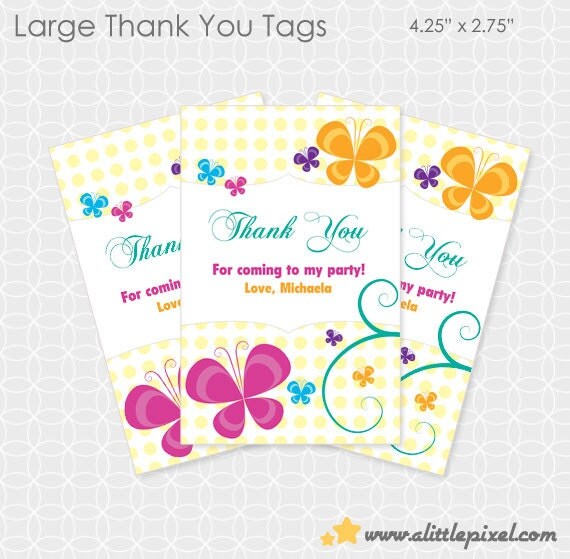 Butterfly Party Thank You Tags - Personalized Printable Il_570xn