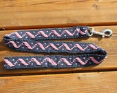Handwoven inkle dog leash - Blue & Pink