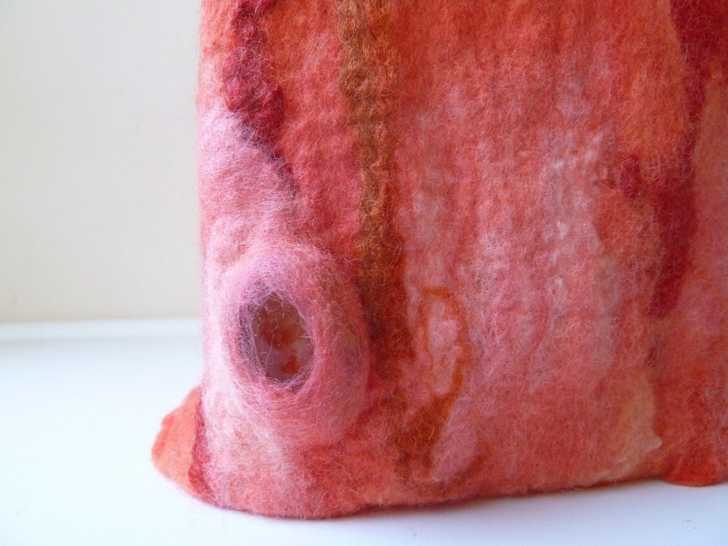 Hand felted white abstract lamp, merino wool lighting,Table lamp cover