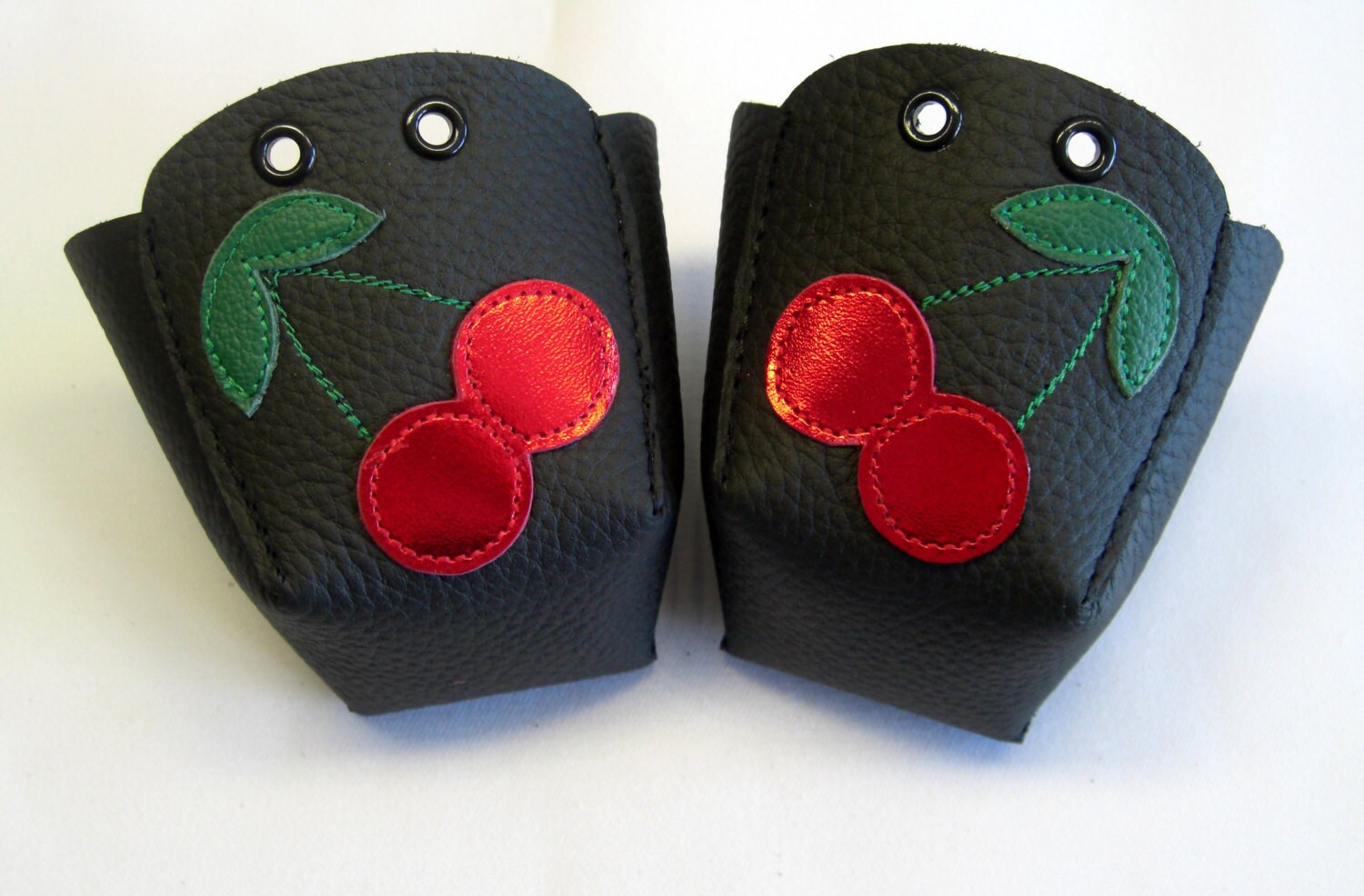 Black leather Roller Derby skate toe guards with Red by RedRage77