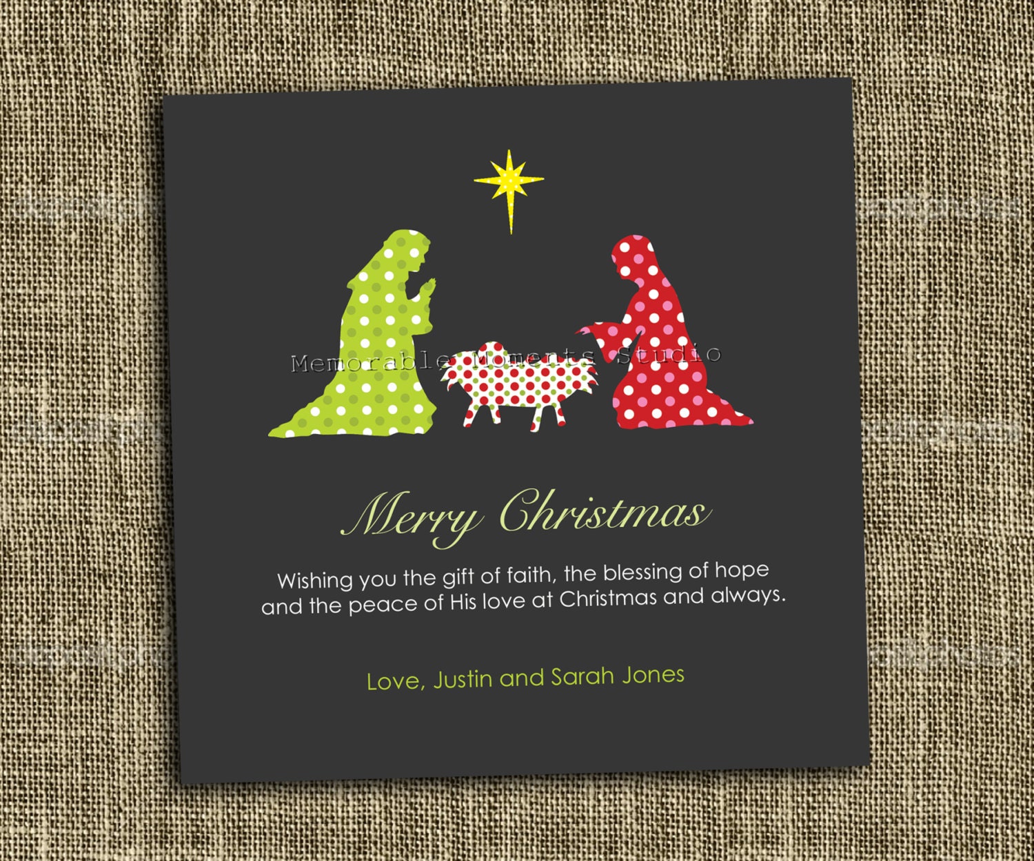 Items Similar To Printable Christmas Card Modern Nativity Scene 