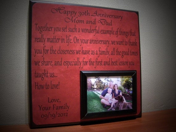 ... 30th Anniversary, Mom and Dad, Love, Family, Gift for Parents, Vow