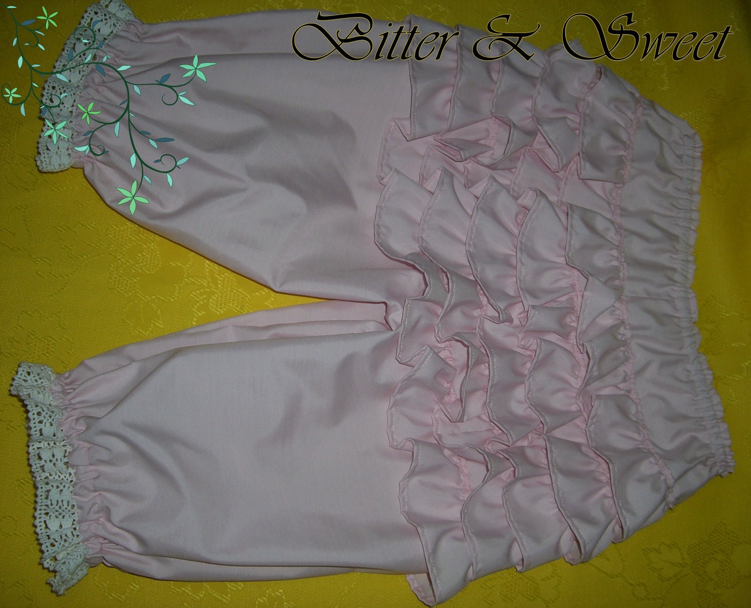 Pink  bloomers SS -Steampunk -Gothic-Lolita -Moulin Rouge -Cabaret -Bettie Page -Victorian -Burlesque -Ruffles - (Bitter & Sweet)