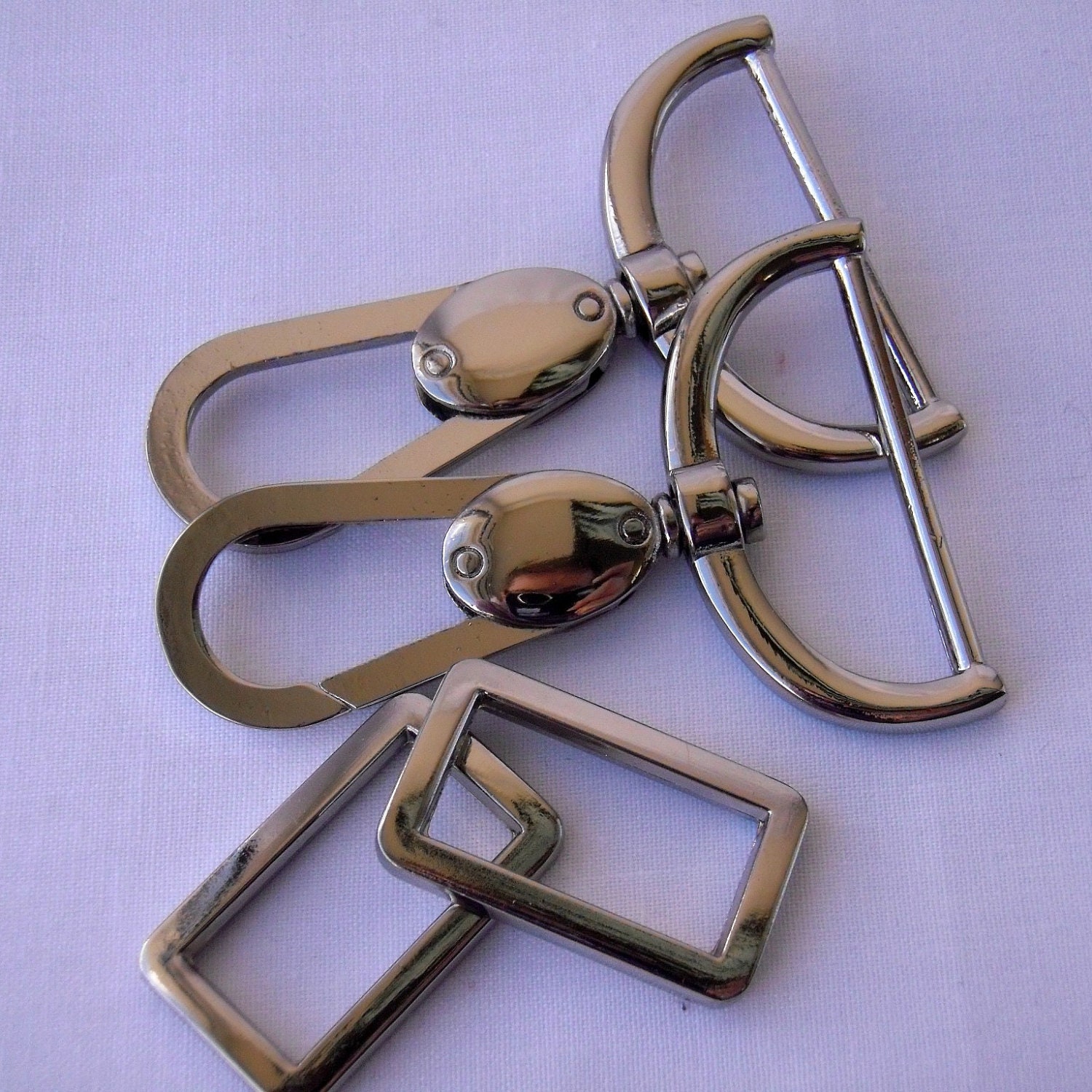 2 x 1.5" Silver nickel lobster clasp and rectangular ring for straps
