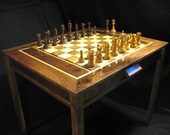 Handmade Chess Table and Staunton Club Chess Pieces