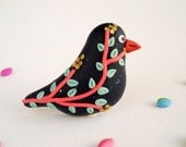 Berry Bird Brooch, Romantic Handmade Jewelry