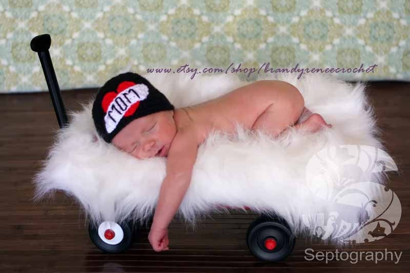 Love Mom Tattoo Infant Beanie Hat Preemie, Newborn, 3 Months, 6 Months