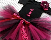 Baby Girl Gift Set Birthday Onesie & Tutu Hot Pink Zebra Personalized