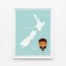 Personalized Children Decor Custom New Zealand Map with adorable children in traditional costumes 8 x 10 Art print