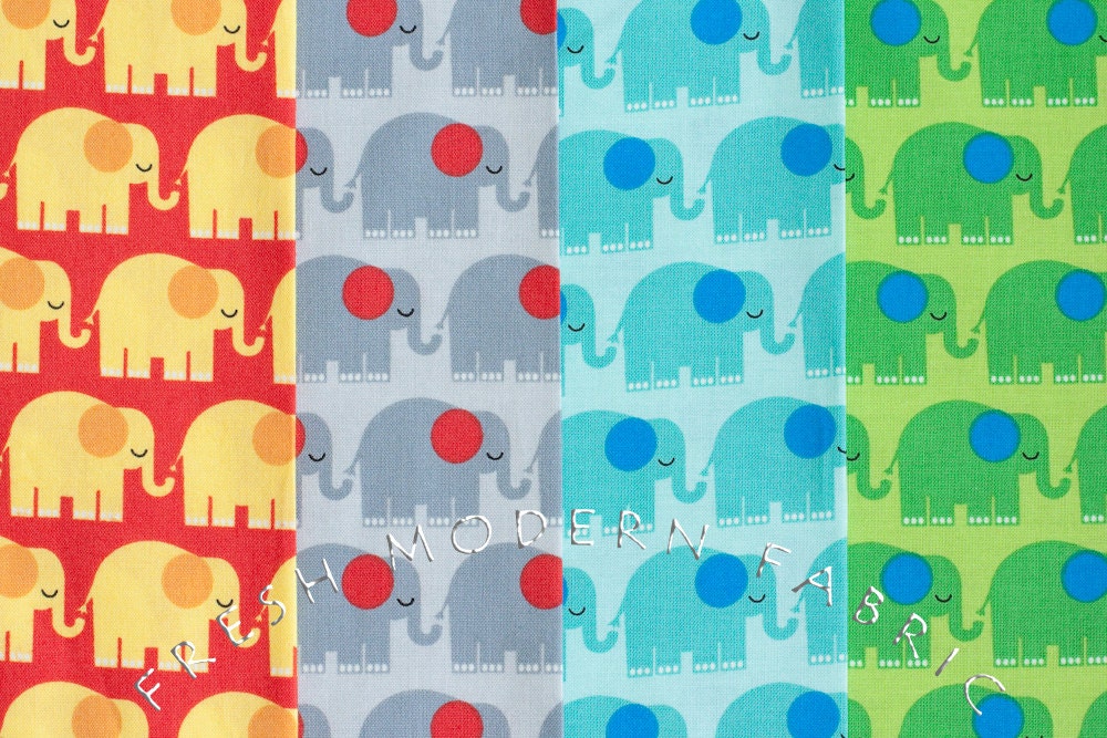 Half Yard Bundle Bungle Jungle Elephants, 4 Pieces, Tim and Beck for Moda Fabrics, 100% Cotton Fabric