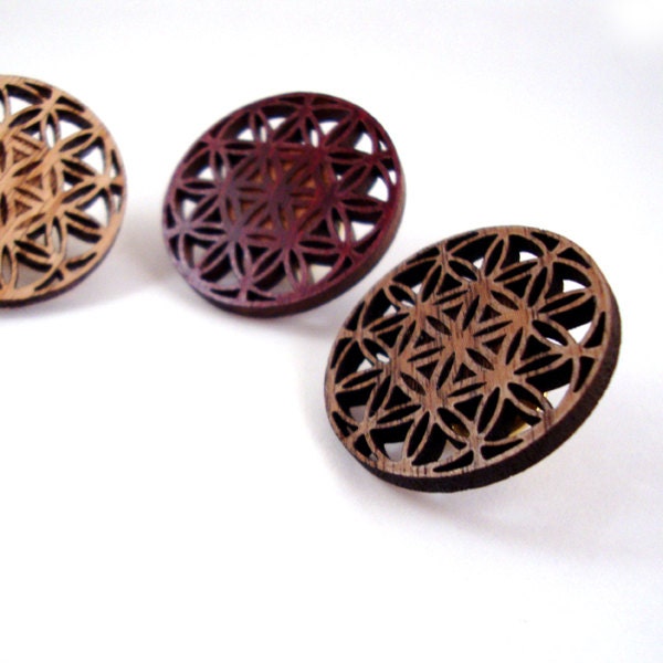 Flower of Life Hat Pins - Sustainably Harvested Oak, Walnut or Red Stained Maple