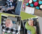 erGO BABY Bendable baby / toddler headrest carseat pillow and cover in Hot Pink Turquoise Polka Dots