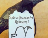 Ghost Cat Halloween Gift Tags Favor Tags Humorous Funny Monochromatic Black White All Hallow's Eve Costume Dress Up