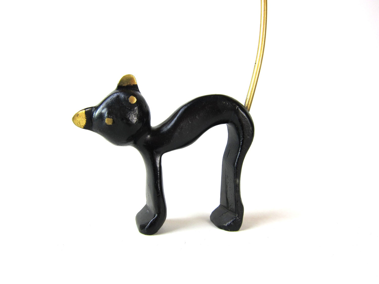 Vintage ORIGINAL Modernist Walter Bosse BALLER 1960s Brass Cat Ring / Jewelry Holder