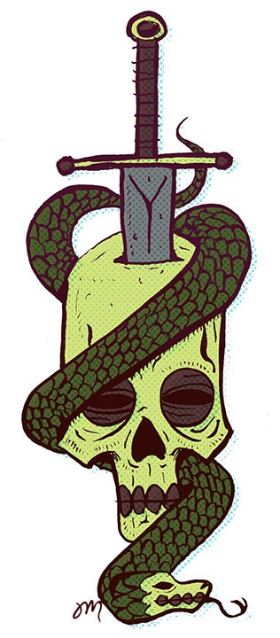 Skull Sacrifice Original Mini Print 12" x 6" SIGNED