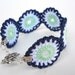 Navy and Seafoam Medallion Crochet Bracelet