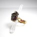 Resurrection - 18kt gold plated bronze beetle ring with quartz crystal