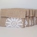 Set of 6 - Burlap Envelope Clutch Vintage Doily - Bridesmaid Clutch - Rustic Wedding- Wedding Clutch
