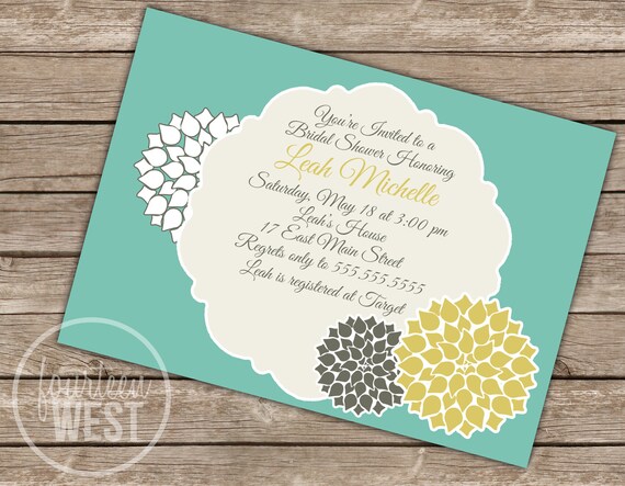 Whimsical Flowers Bridal Shower Invitation (Printable Digital File) Il_570xn