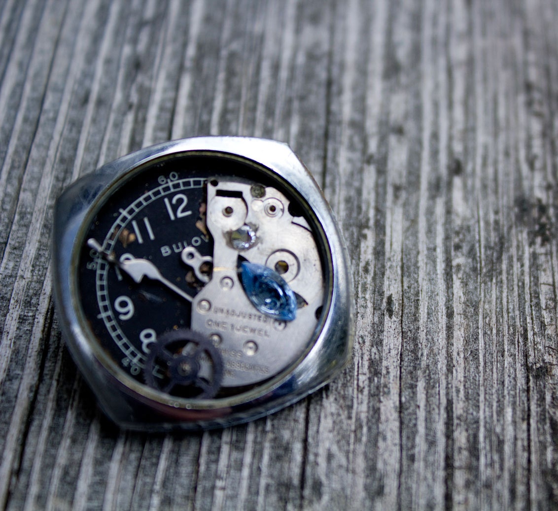 Azure - Upcycled Vintage Watch Brooch