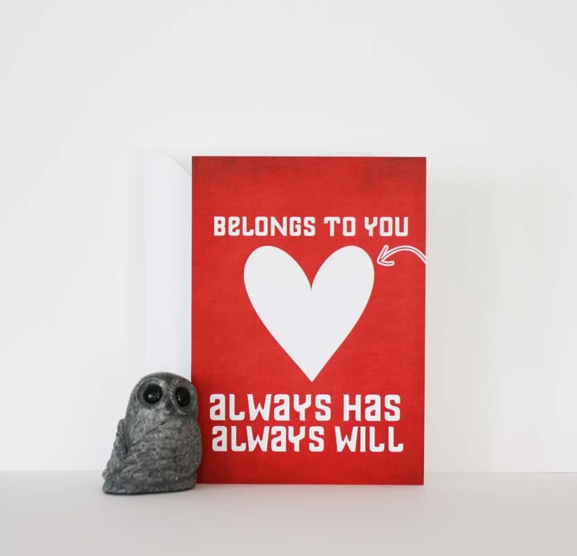 Greeting Card My Heart Belongs to You - Anniversary Love Greeting Card Heart Red White Valentines Day