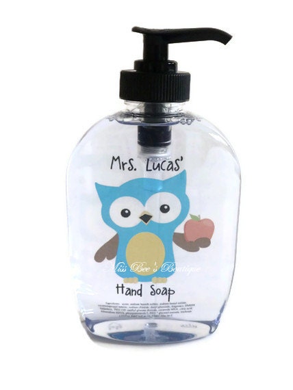 Personalized Teacher Owl Soap Dispenser great for teacher appreciation gift