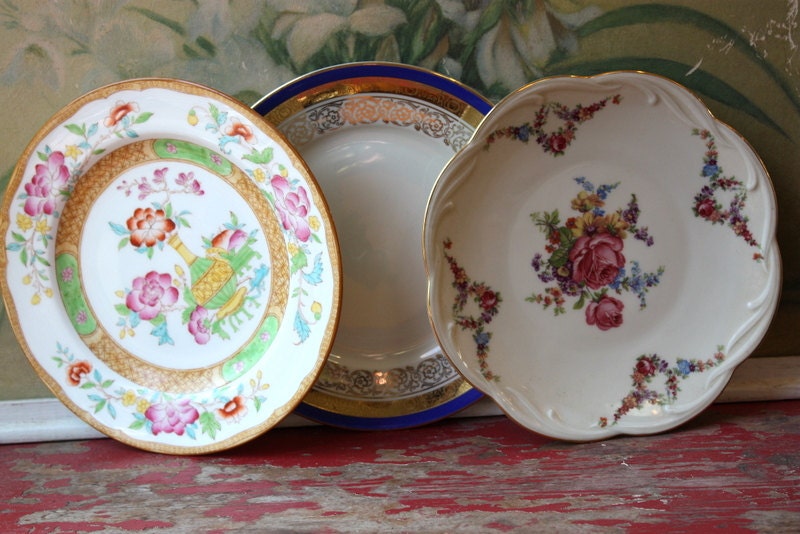 Vintage Mix And Match Trio Of Salad Or Dessert Plates English And Bavarian