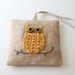 Balsam sachet pillow, hand crocheted owl applique, rustic home decor, xmas ornament