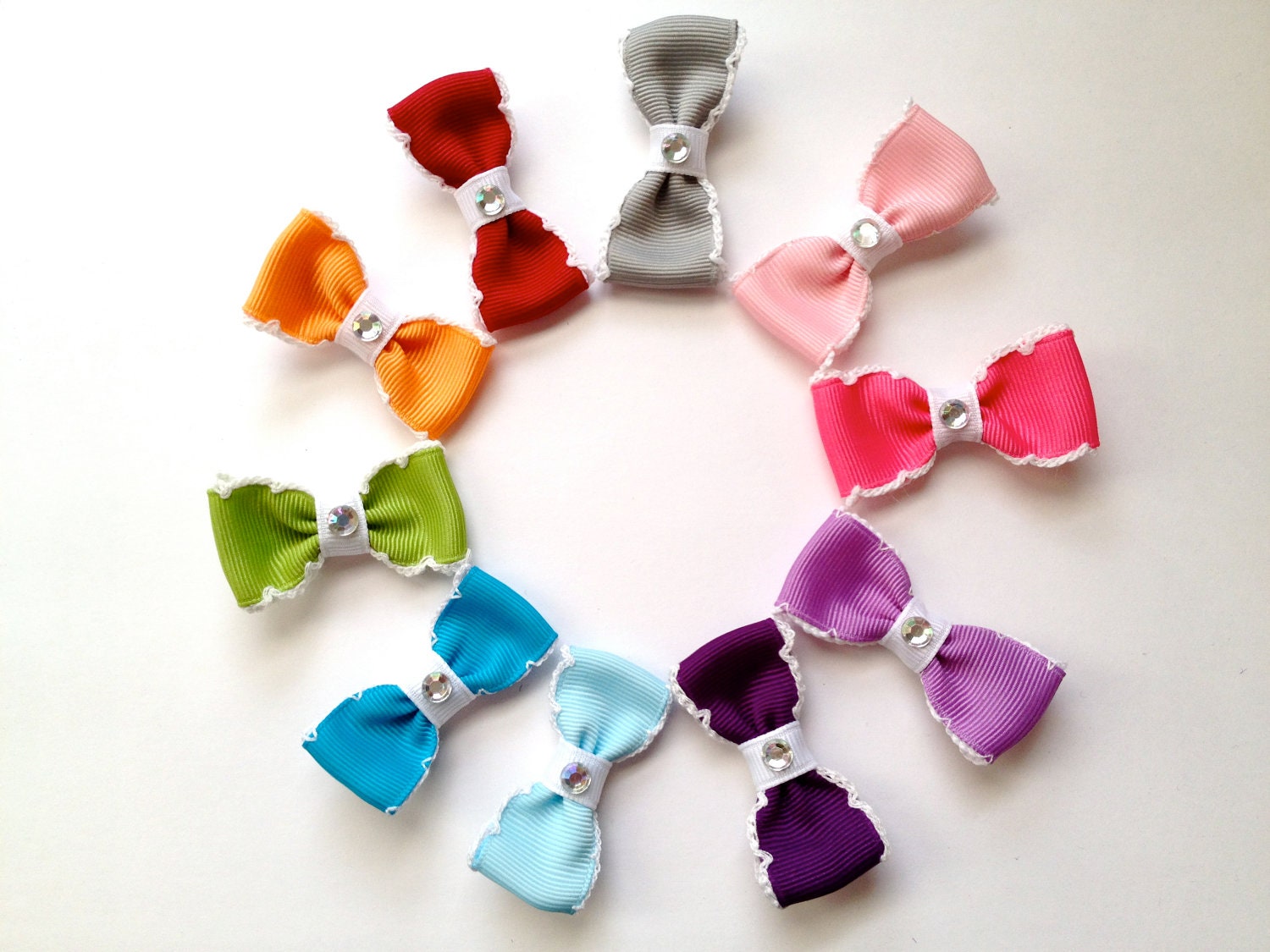 Moonstitch Tuxedo Bow Collection -- Mini Hair Bows in Rainbow Colors for teens, girls, toddlers, baby