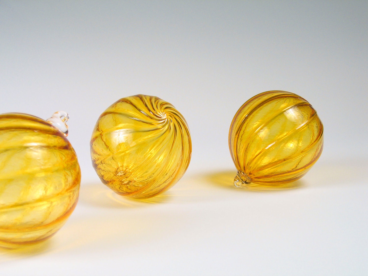 Handblown Glass Ornament Suncatcher Holiday Decor Golden Honey Glass Orb Ball Sunshine